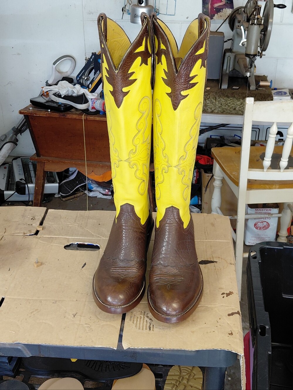 Men's Yellow and Brown Western Cowboy Boots Solanos Custom Size 14 D